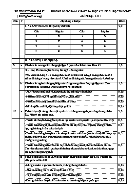 Đáp án đề kiểm tra học kì I Địa lí lớp 11 - Năm học 2016-2017 - Sở GD & ĐT Vĩnh Phúc